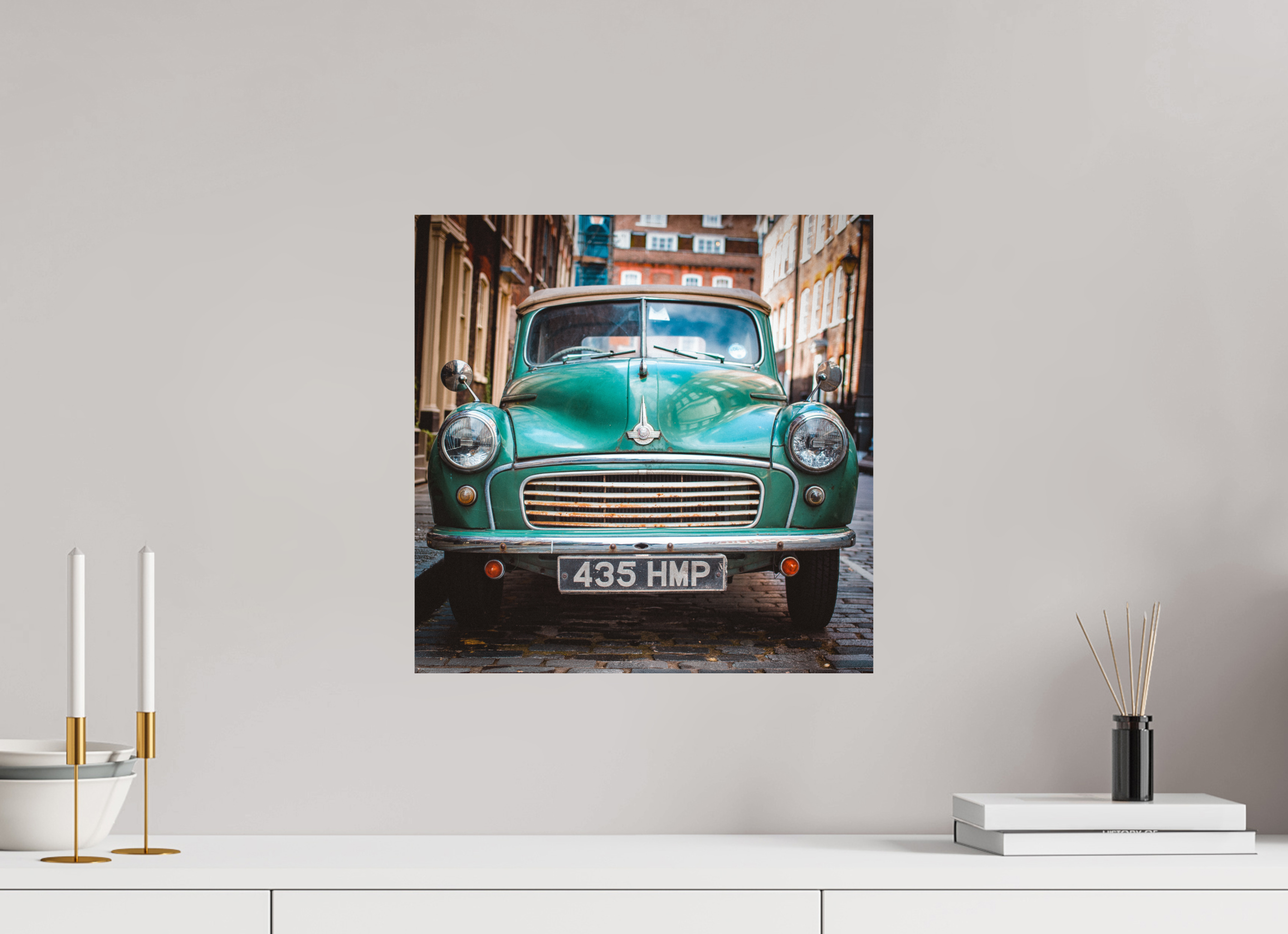 40 x 40 cm, Alu-Dibon couleur Tirage photo [ Londres - The Old Morris ] - Photographie d'art