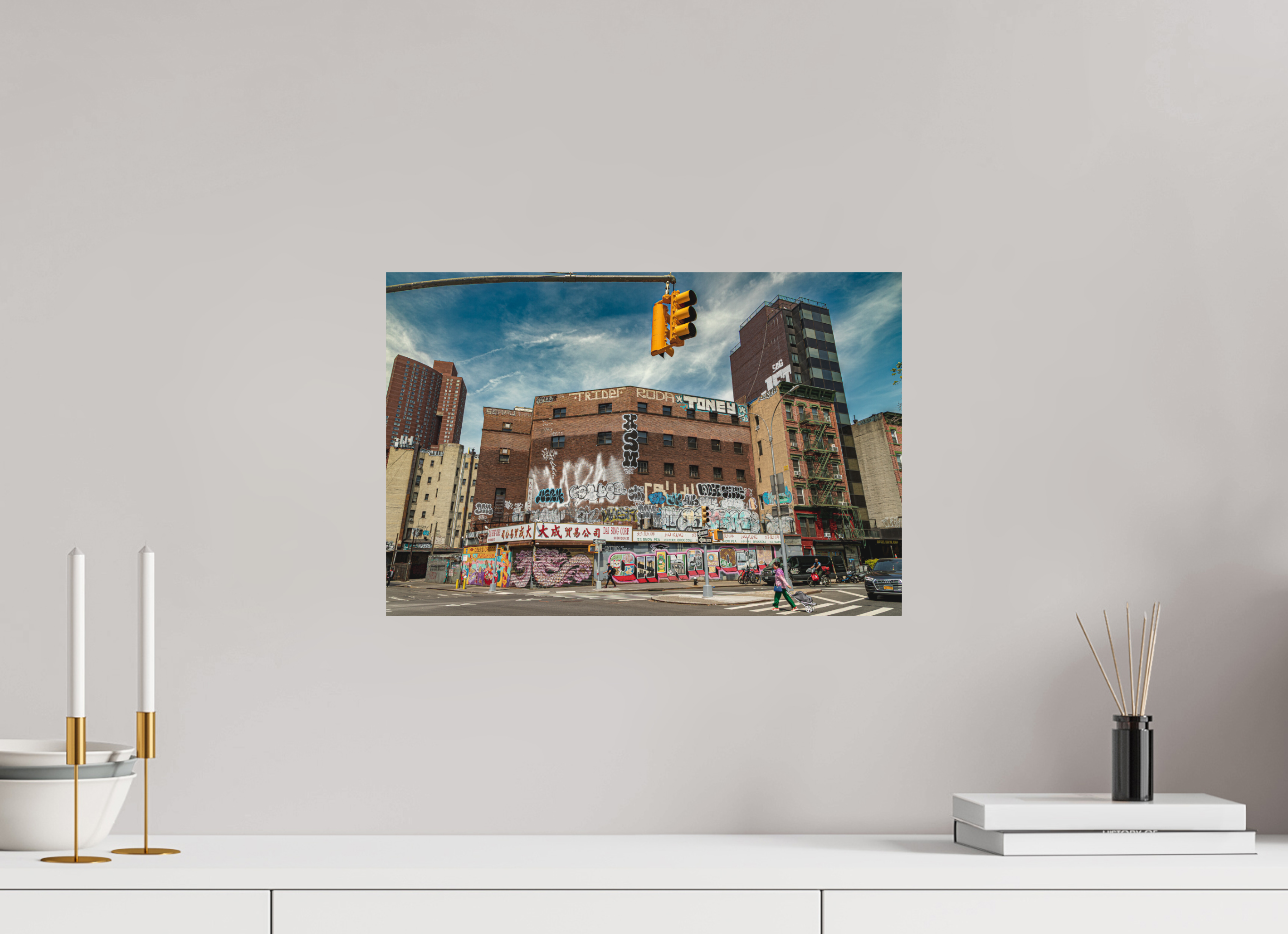 45 x 30 cm, Alu-Dibon couleur Tirage photo [ New York - Welcome to Chinatown ] - Photographie d'art