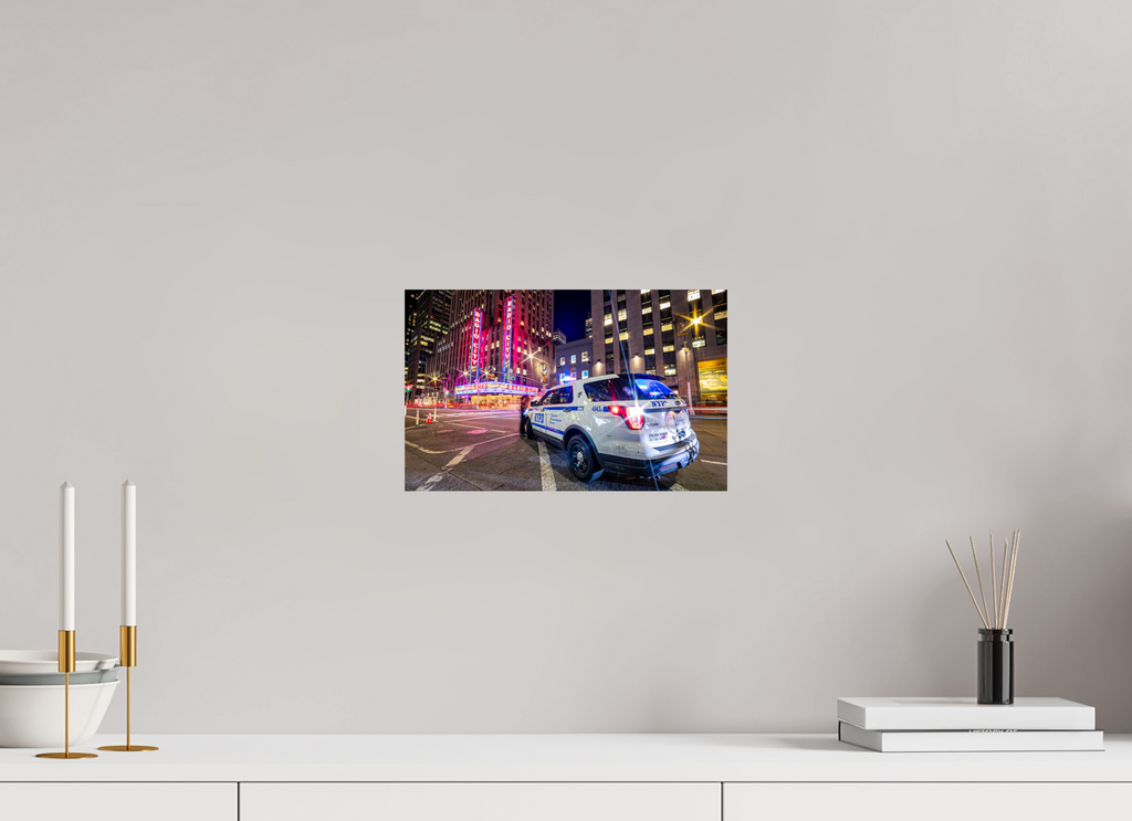 32 x 20 cm, Alu-Dibon couleur Tirage photo [ New York - NYPD Lights ] - Photographie d'art