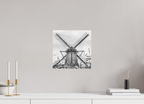 30 x 30 cm, Alu-Dibon noir & blanc Tirage photo [ Kinderdijk-Elshout - The Cross ] - Photographie d'art