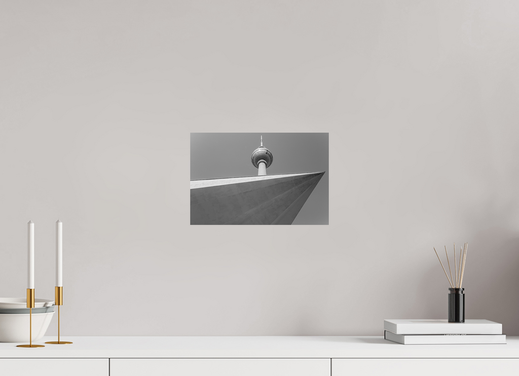 30 x 20 cm, Alu-Dibon noir & blanc Tirage photo [ Berlin - Fernsehturm Pointe ] - Photographie d'art