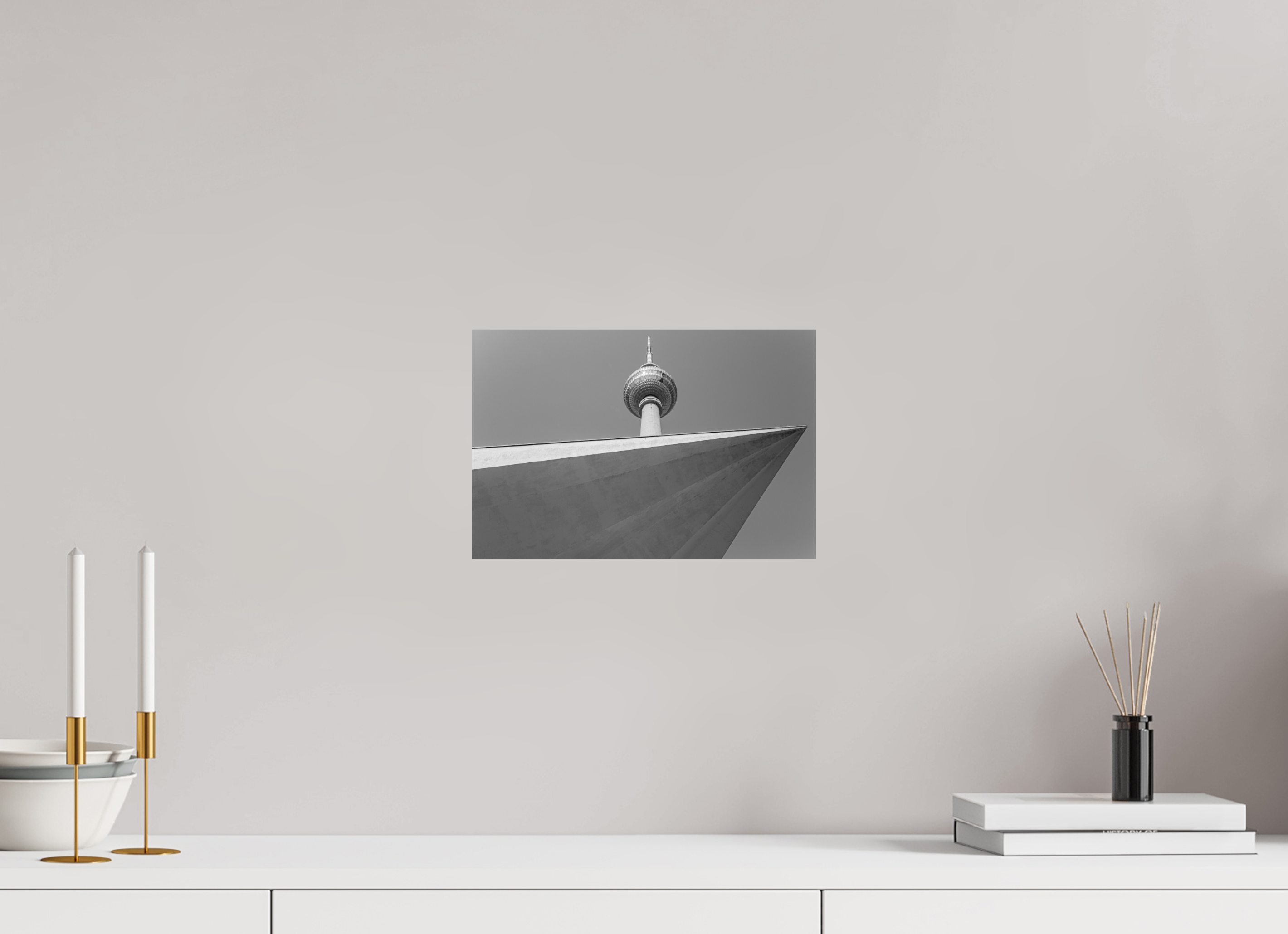 30 x 20 cm, Alu-Dibon noir & blanc Tirage photo [ Berlin - Fernsehturm Pointe ] - Photographie d'art
