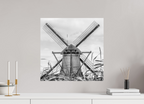 50 x 50 cm, Photo papier noir & blanc Tirage photo [ Kinderdijk-Elshout - The Cross ] - Photographie d'art