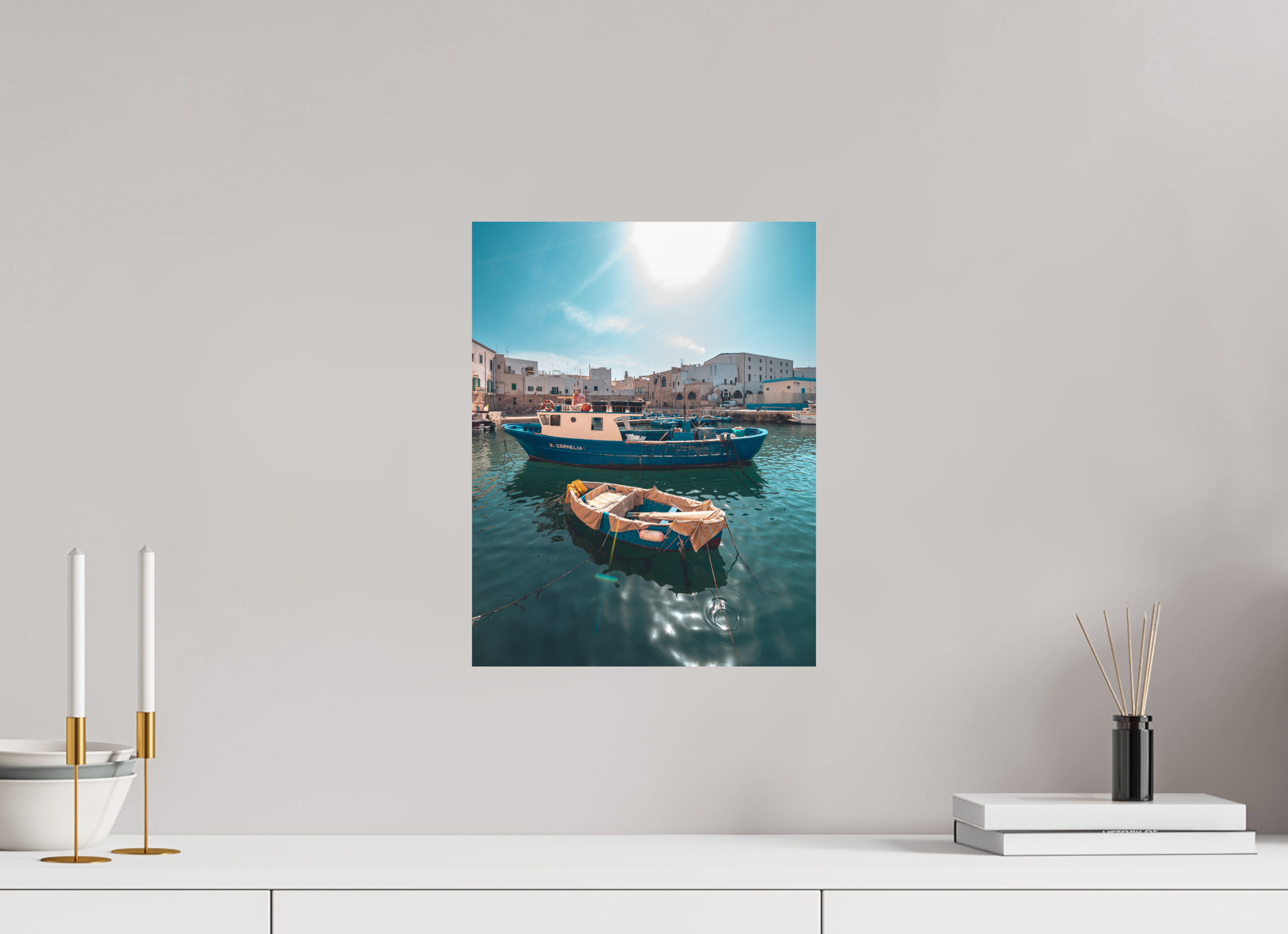 30 x 38,8 cm, Alu-Dibon couleur Tirage photo [ Monopoli - Porto Antico ] - Photographie d'art