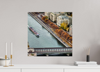 50 x 50 cm, Alu-Dibon couleur Tirage photo [ Paris - Vue sur berge ] - Photographie d'art