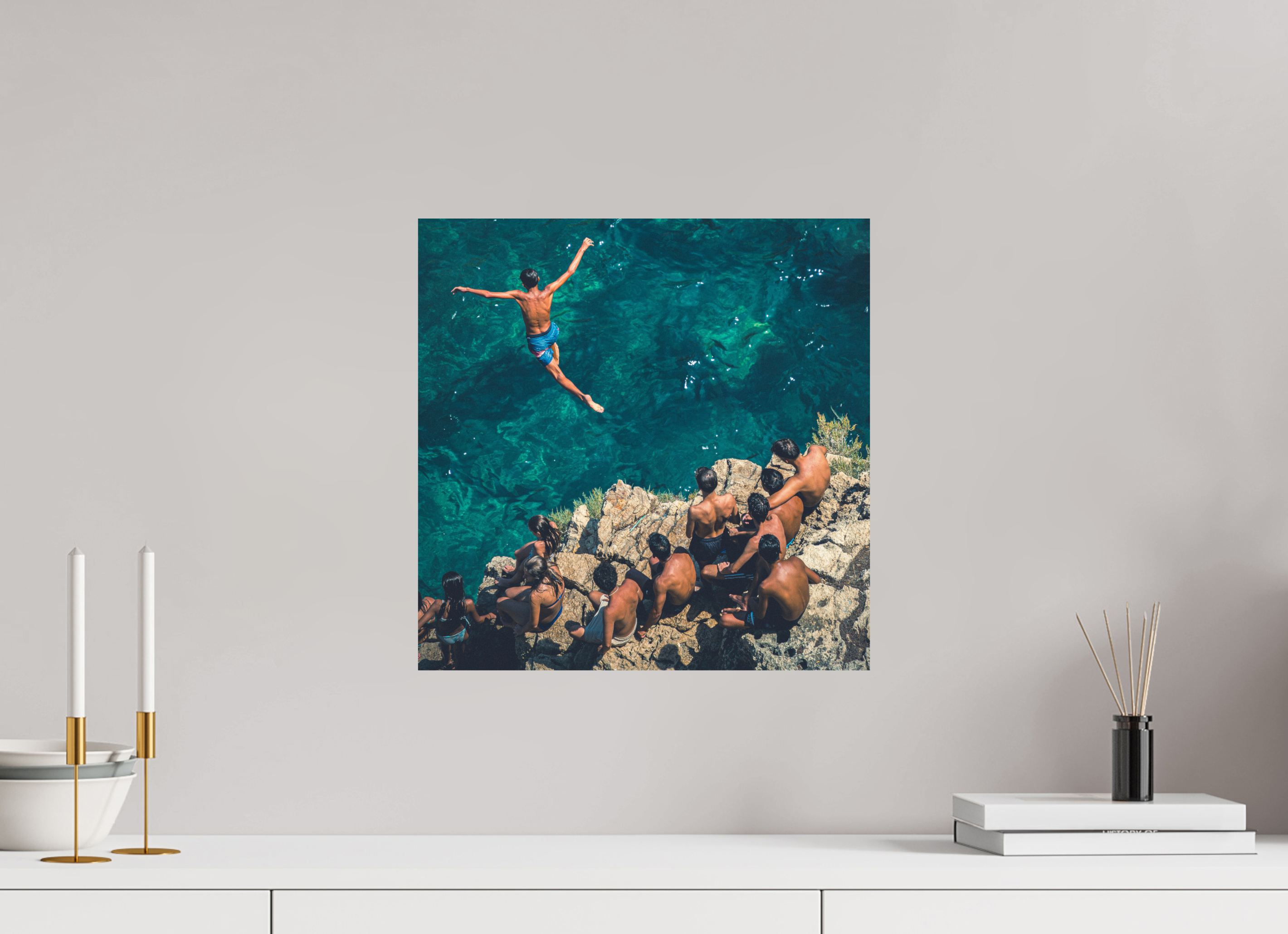40 x 40 cm, Papier photo couleur Tirage photo [ Polignano a Mare - Volare sul mare ] - Photographie d'art