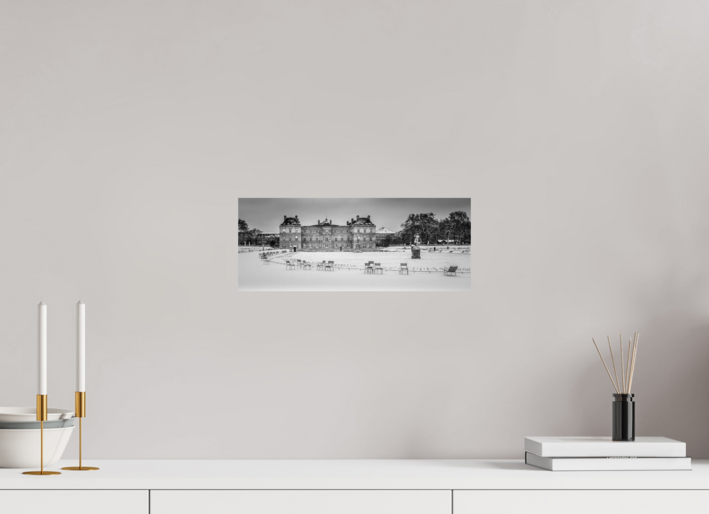 37,4 x 15 cm, Photo papier noir & blanc Tirage photo [ Paris - Winter Silence at Luxembourg Palace ] - Photographie d'art