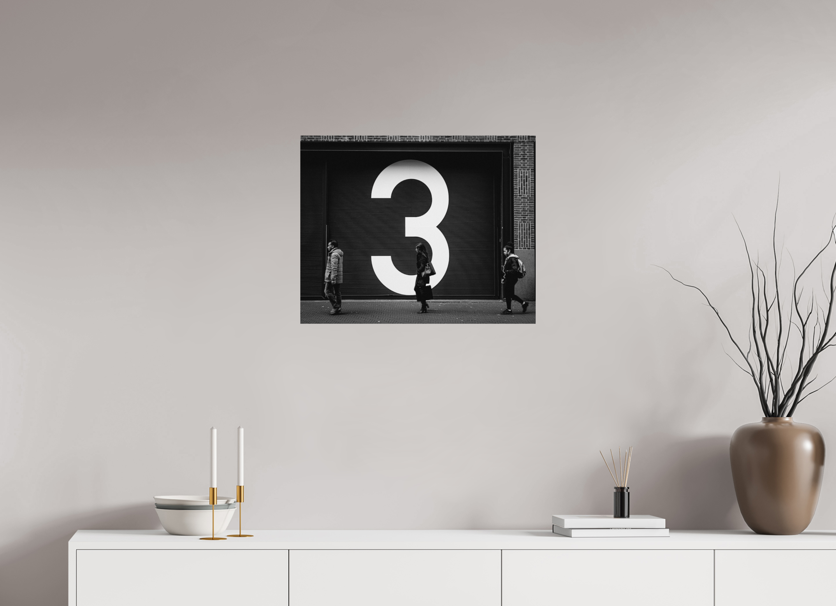62,5 x 50 cm, Photo papier noir & blanc Tirage photo [ La Haye - 3 Walkers ] - Photographie d'art