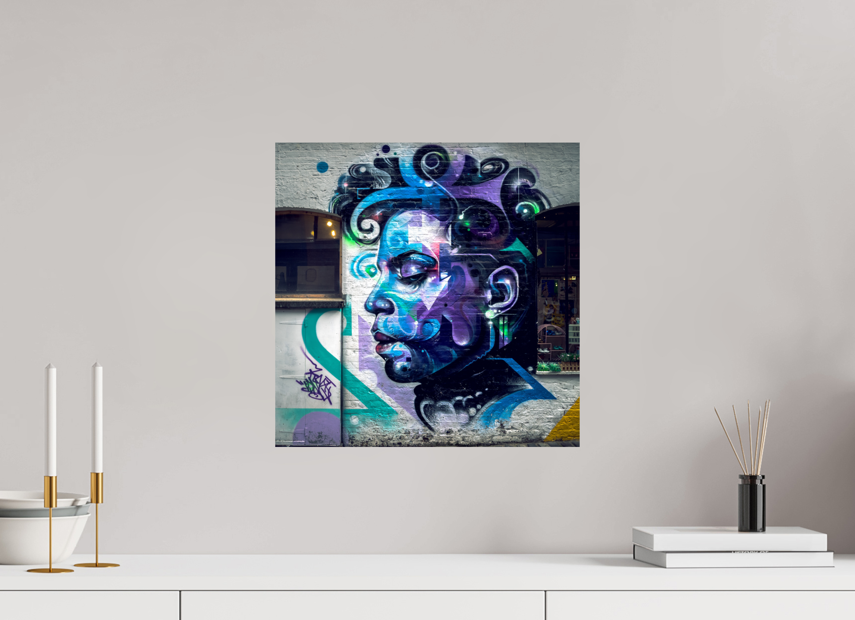 40 x 40 cm, Alu-Dibon couleur Tirage photo [ Londres - LDN Street Art Prince ] - Photographie d'art