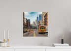 40 x 40 cm, Papier photo couleur Tirage photo [ New York - School Bus Trafic ] - Photographie d'art