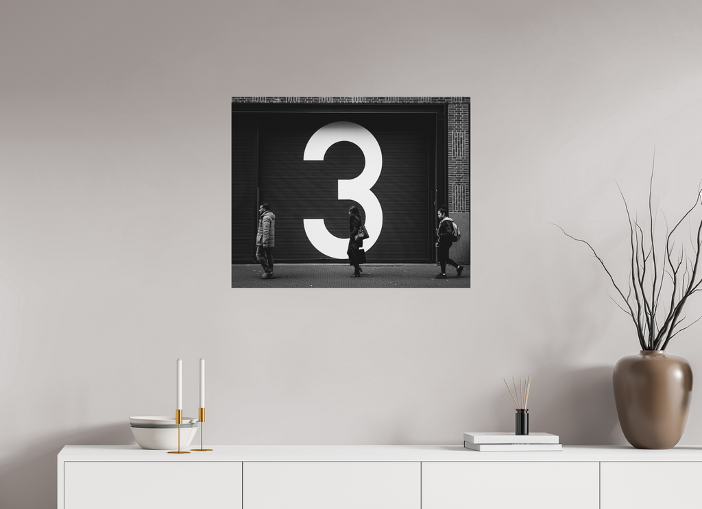 75 x 60 cm, Alu-Dibon noir & blanc Tirage photo [ La Haye - 3 Walkers ] - Photographie d'art