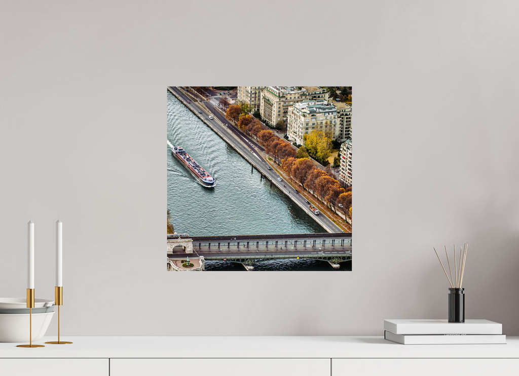 40 x 40 cm, Alu-Dibon couleur Tirage photo [ Paris - Vue sur berge ] - Photographie d'art