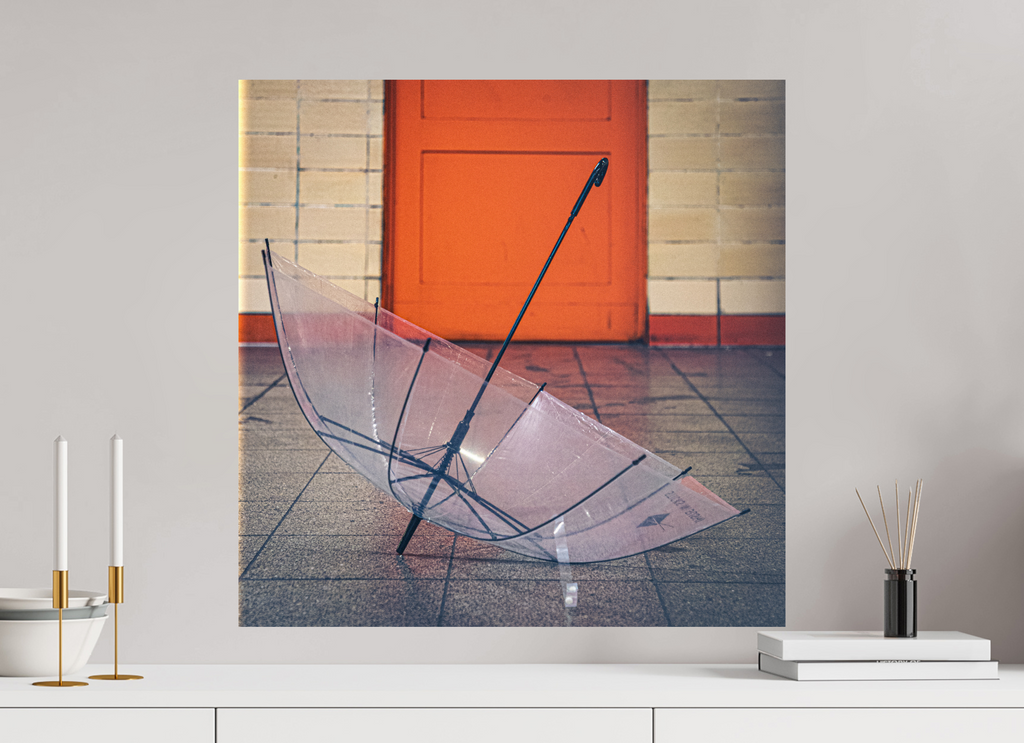 60 x 60 cm, Alu-Dibon couleur Tirage photo [ Berlin - The Lost Umbrella ] - Photographie d'art
