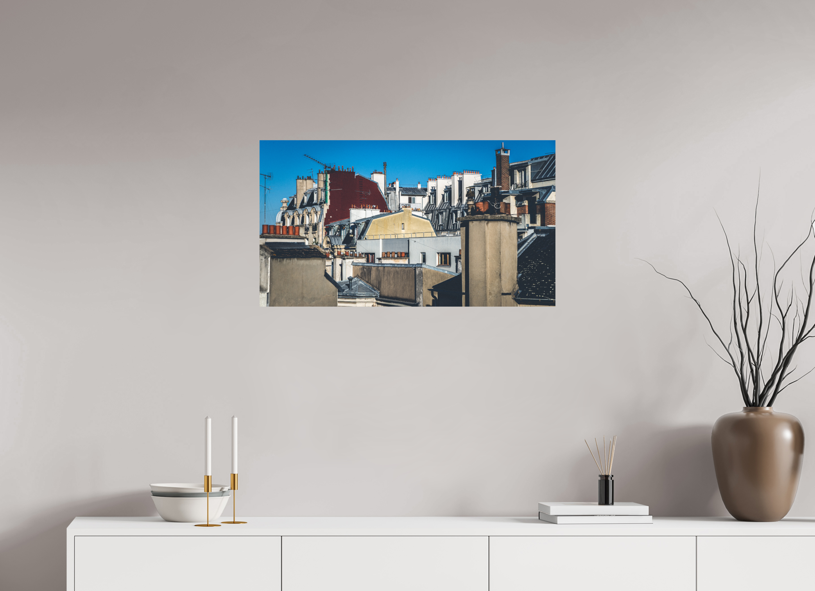 80 x 45 cm, Alu-Dibon couleur Tirage photo [ Paris - Les toits ] - Photographie d'art