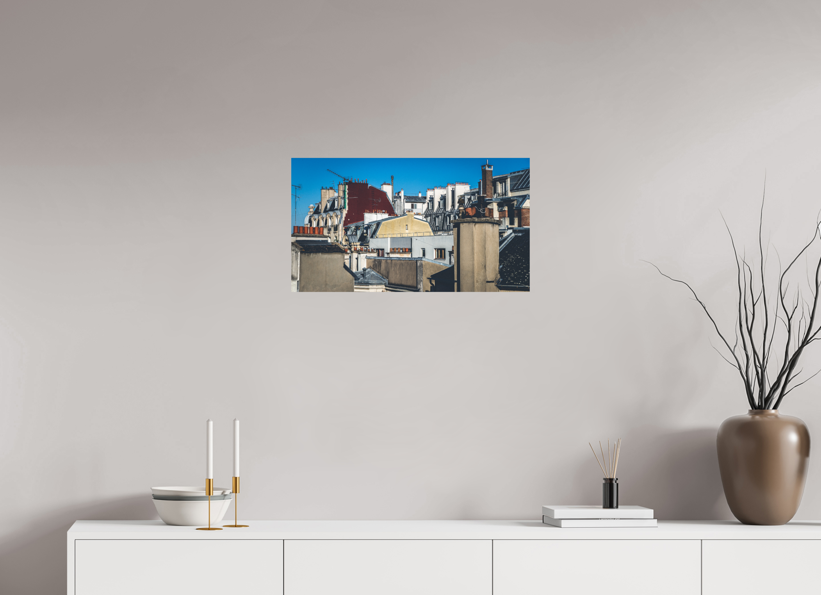 64 x 36 cm, Alu-Dibon couleur Tirage photo [ Paris - Les toits ] - Photographie d'art