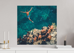 60 x 60 cm, Alu-Dibon couleur Tirage photo [ Polignano a Mare - Volare sul mare ] - Photographie d'art