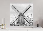 60 x 60 cm, Photo papier noir & blanc Tirage photo [ Kinderdijk-Elshout - The Cross ] - Photographie d'art