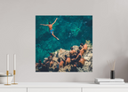 50 x 50 cm, Alu-Dibon couleur Tirage photo [ Polignano a Mare - Volare sul mare ] - Photographie d'art
