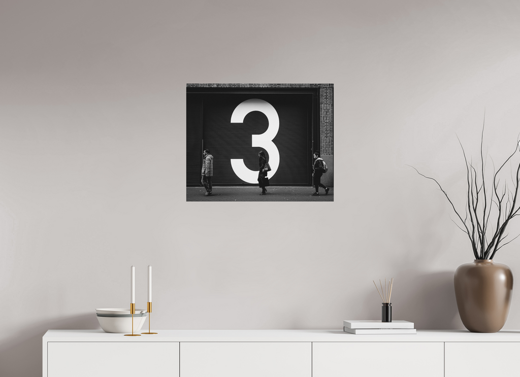 62,5 x 50 cm, Alu-Dibon noir & blanc Tirage photo [ La Haye - 3 Walkers ] - Photographie d'art