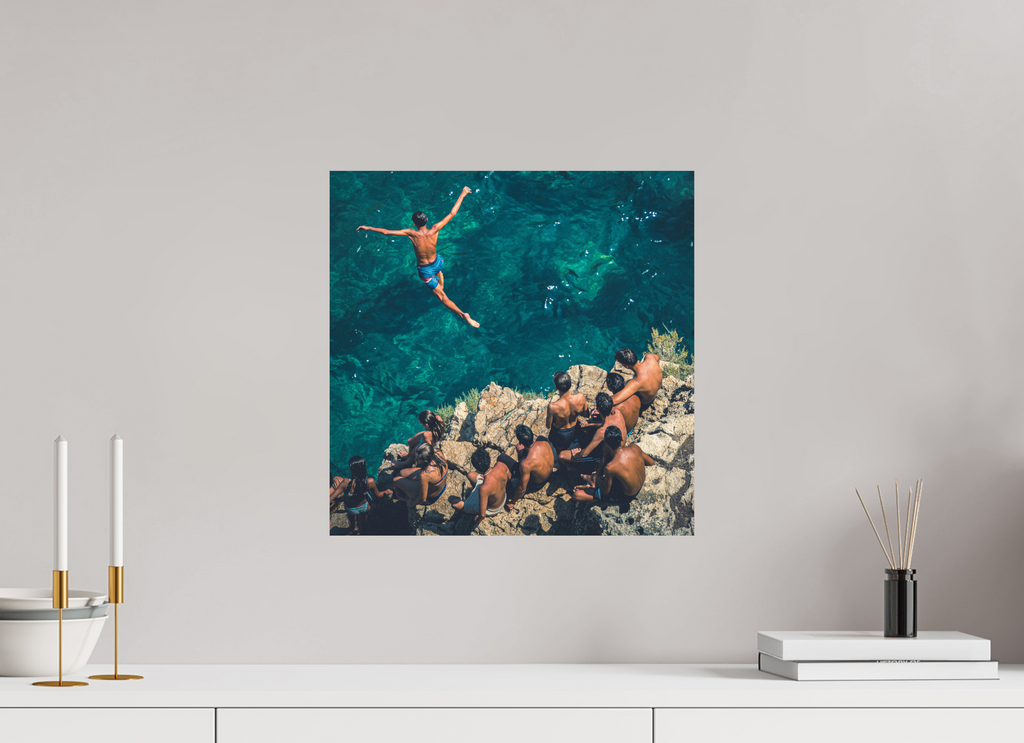 40 x 40 cm, Alu-Dibon couleur Tirage photo [ Polignano a Mare - Volare sul mare ] - Photographie d'art