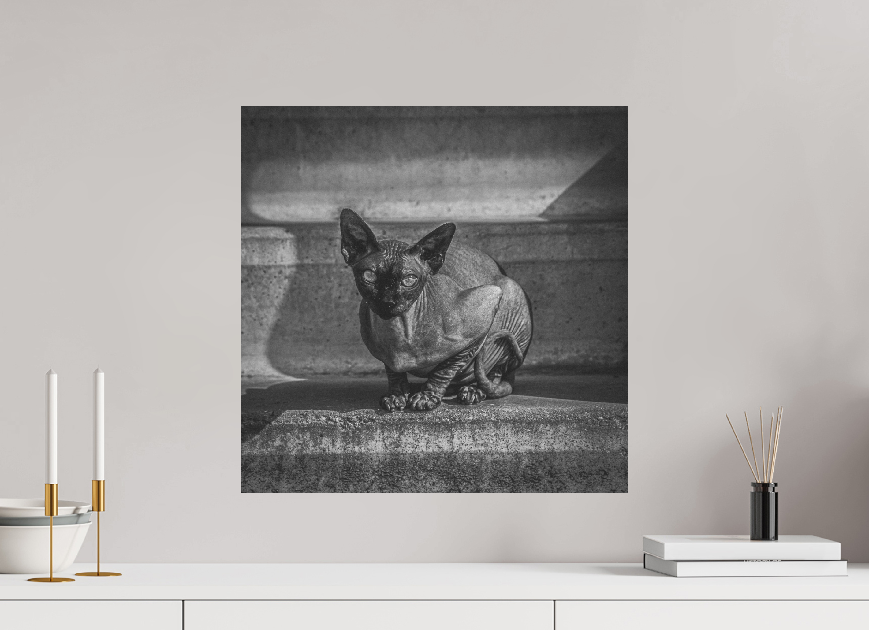 50 x 50 cm, Alu-Dibon noir & blanc Tirage photo [ Rotterdam - Le Sphynx ] - Photographie d'art